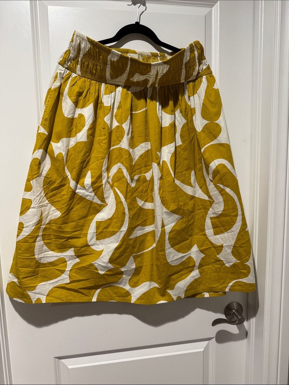 a new day Mustard Yellow & White A-Line Printed Skirt Size L
